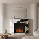 modern marble fire surround | Fluted high-contrast design | Width 59" | Panda White