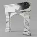 black white marble mantel | bold arched design | 59 Inch Width | Panda White