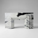 modern marble hearth | Layered geometric design | 59.1 Inch Width | Panda White