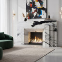 modern marble hearth | Layered geometric design | 59.1 Inch Width | Panda White