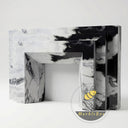 modern marble hearth in Panda White - Image 4