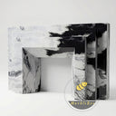 modern marble hearth in Panda White - Image 4