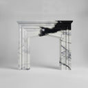 modern marble fireplace mantel | bold black veining | Width: 55.12 Inch | Panda White