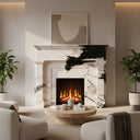 Custom marble fireplace | Bold veined pillars | 59 Inch Width | Panda White