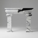 modern marble fireplace surround | Bold contrast veining | Width: 59.06 Inch | Panda White