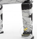 Minimalism fireplace marble surround | bold contrasting veins | Width 59.06" | Panda White