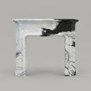 white marble fireplace mantel | Modern Arched Design | Width: 59" | Panda White