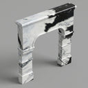 Black and white Marble fireplace surround | arched English design | Width 59 Inch | Panda White