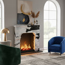 Black and white Marble fireplace surround | arched English design | Width 59 Inch | Panda White