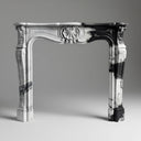 custom marble fireplace for sale | ornate French shell | 59" Width | Panda White Marble