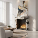 custom marble fireplace for sale | ornate French shell | 59" Width | Panda White Marble