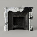 marble fireplace hearth | ornate rococo carvings | Width: 59 Inches | Panda White