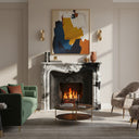 marble fireplace hearth | ornate rococo carvings | Width: 59 Inches | Panda White