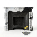 marble fireplace hearth | ornate rococo carvings | Width: 59 Inches | Panda White
