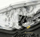 marble fireplace hearth | ornate rococo carvings | Width: 59 Inches | Panda White