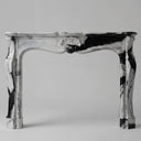 Louis XV marble fireplace surround | carved shell frieze | 59 Inch Width | Panda White