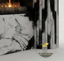 custom marble fireplace surround in Panda White - Image 7