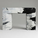 white marble surround fireplace | Bold contrasting veins | Width 59 Inch | Panda White