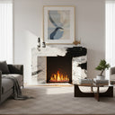 white marble surround fireplace | Bold contrasting veins | Width 59 Inch | Panda White