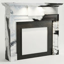 marble fire surrounds for sale | Bold Veined Pilasters | 59 Inch Width | Panda White