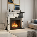 marble fire surrounds for sale | Bold Veined Pilasters | 59 Inch Width | Panda White