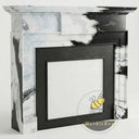 marble fire surrounds for sale | Bold Veined Pilasters | 59 Inch Width | Panda White
