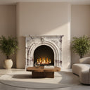 White marble fireplace surround | Ornate arched carving | Width 59.1 Inch | Milas Lilac