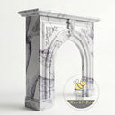 White marble fireplace surround | Ornate arched carving | Width 59.1 Inch | Milas Lilac