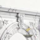 White marble fireplace surround | Ornate arched carving | Width 59.1 Inch | Milas Lilac