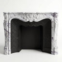 White Marble fireplace mantel | Carved Shell Motif | Width 59 Inch | Milas Lilac