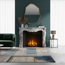 White Marble fireplace mantel | Carved Shell Motif | Width 59 Inch | Milas Lilac
