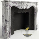 White Marble fireplace mantel | Carved Shell Motif | Width 59 Inch | Milas Lilac