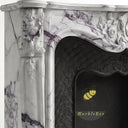 White Marble fireplace mantel | Carved Shell Motif | Width 59 Inch | Milas Lilac