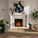 White marble fireplace | Bold Purple Veining | Width 59 Inch | Milas Lilac