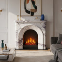 Modern white marble fireplace | Sleek arched design | 59 Inch Width | Milas Lilac Marble