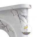 Modern white marble fireplace | Sleek arched design | 59 Inch Width | Milas Lilac Marble