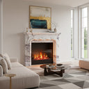 Unique design marble fireplace surround | Graceful Arched Header | Width 59 Inch | Milas Lilac Marble