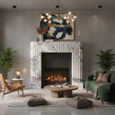 Fluted Marble fireplace mantel | Deep vertical grooves | Height: 51 Inch | Milas Lilac
