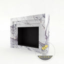 Modern Marble fireplace surround | Geometric stepped frame | 59 Inch Width | Milas Lilac