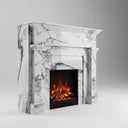 Marble white fireplace | Modern Fluted Pilasters | 59 Inch Width | Milas Lilac