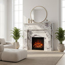 Marble white fireplace | Modern Fluted Pilasters | 59 Inch Width | Milas Lilac