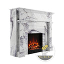 Marble white fireplace | Modern Fluted Pilasters | 59 Inch Width | Milas Lilac