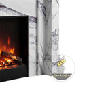 Marble white fireplace | Modern Fluted Pilasters | 59 Inch Width | Milas Lilac