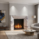 Modern marble mantel | Minimalist geometric form | 59 Inch | Milas Lilac