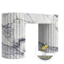 Custom marble fireplace | Curved fluted legs | Width 59 Inch | Milas Lilac