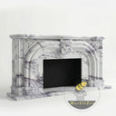 White Marble surround fireplace | Arched carved keystone | 63 Inch Width | Milas Lilac