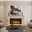 Custom marble fireplace mantels | Fluted Adam-style Design | 62.99 Inch Width | Milas Lilac