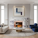 Custom Marble fireplace surround | Sleek tiered design | Width: 59 Inch | Milas Lilac