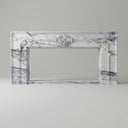Custom modern marble fireplace surround | Carved rococo detail | 63" Width | Milas Lilac