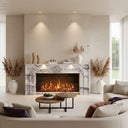 Custom modern marble fireplace surround | Carved rococo detail | 63" Width | Milas Lilac